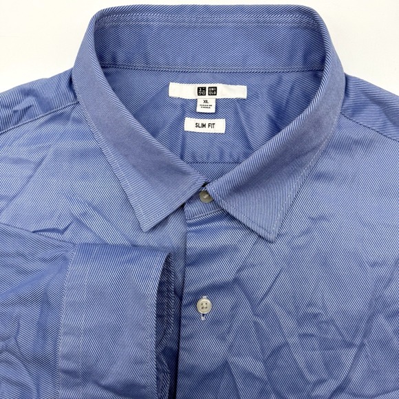 Uniqlo Other - Uniqlo Slim Fit Men's Long Sleeve Blue Button Up XL Cotton Blend Business Casual